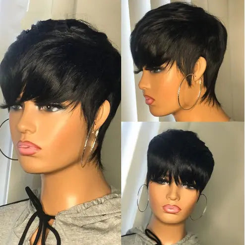 Fluffy Black Headgear for Short Hair