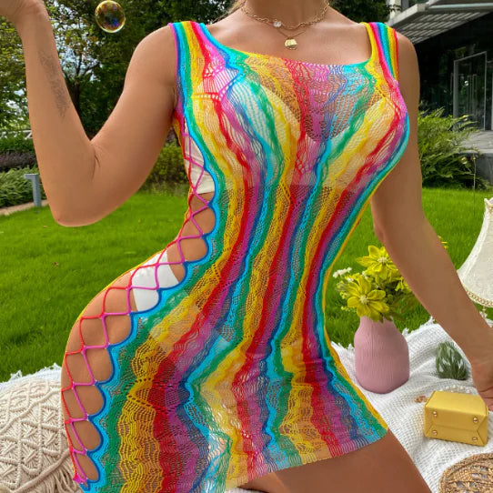 Rainbow Color Mesh Women's Sexy Comfort Lingerie