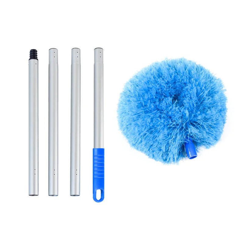 Extendable Feather Duster with 360ยฐ Dust Sweeping Action
