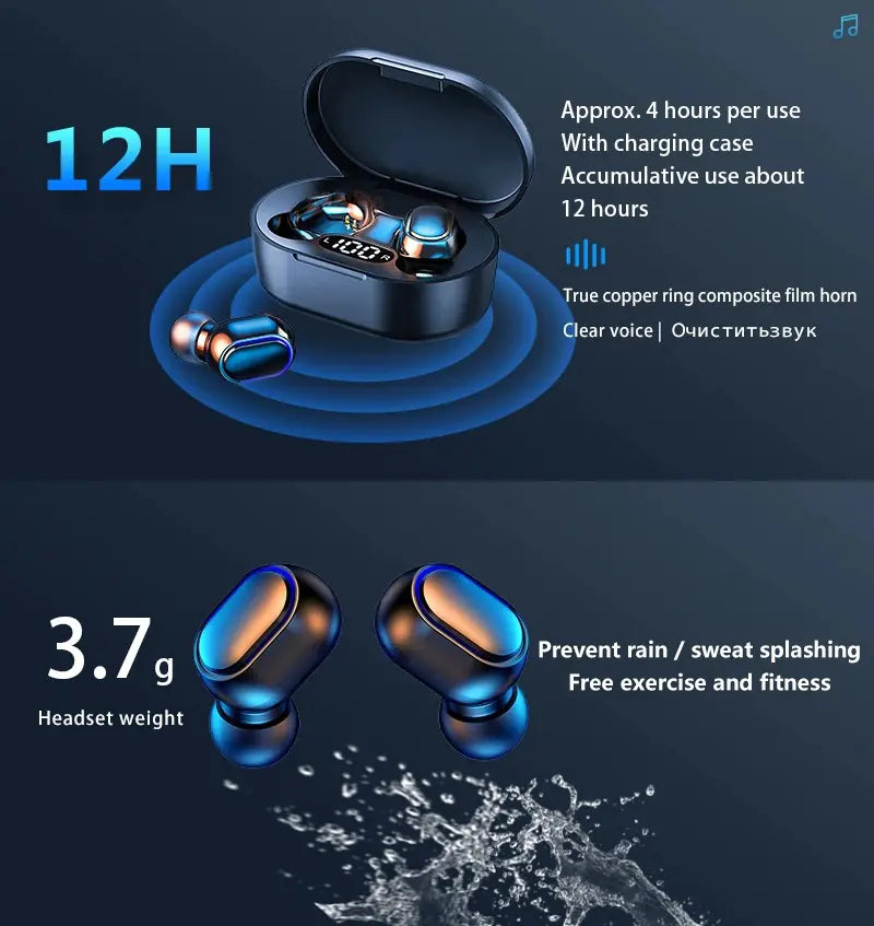 TWS Bluetooth Headset with Touch Digital Display