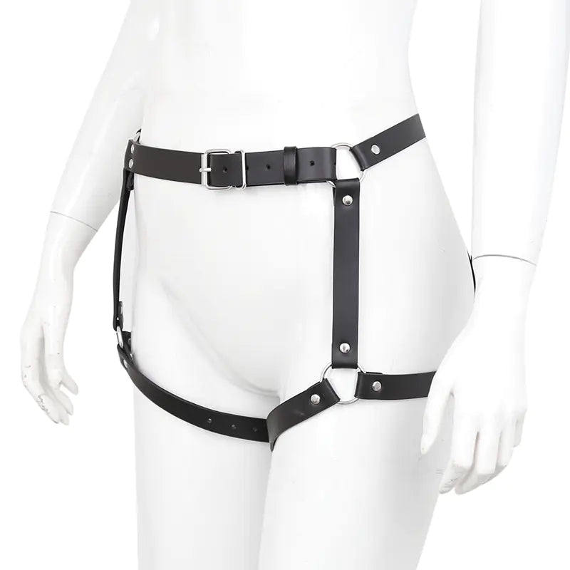 Leather Handcuffs and Panties Set with Bow for Adults