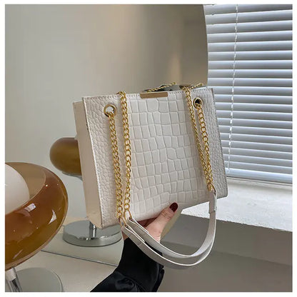 Luxury Crocodile Pattern Square Crossbody Bag
