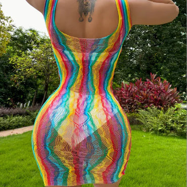 Rainbow Color Mesh Women's Sexy Comfort Lingerie