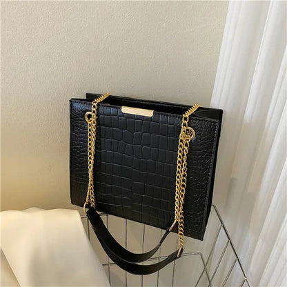Luxury Crocodile Pattern Square Crossbody Bag