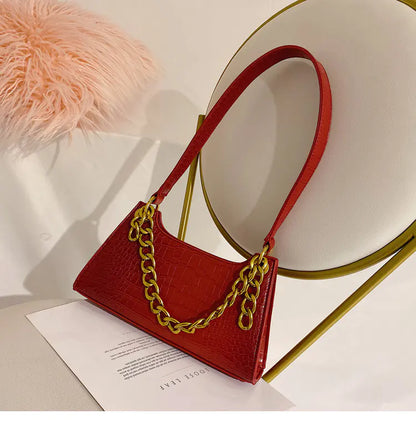 Crocodile Pattern Crossbody Chain Tote Bag for Women