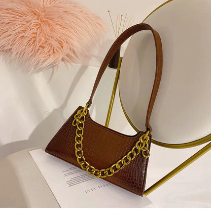 Crocodile Pattern Crossbody Chain Tote Bag for Women