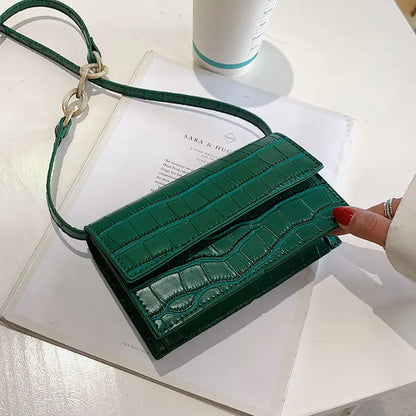 Crocodile Pattern Shoulder Crossbody Bag