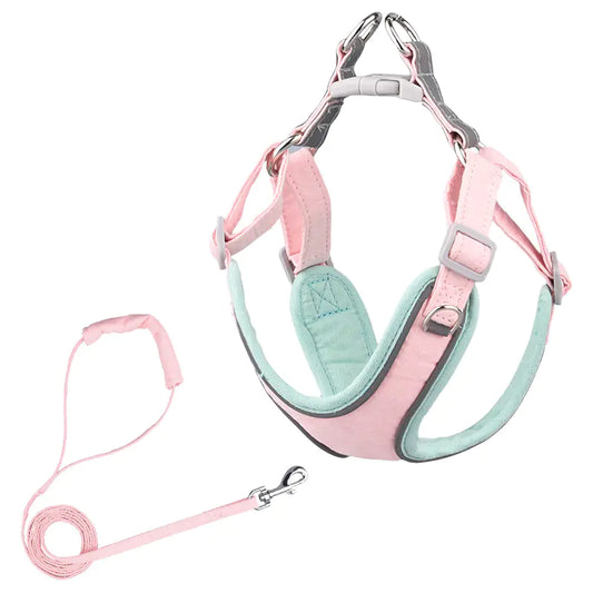 Suede Dog Vest Harness with Leash for Pets