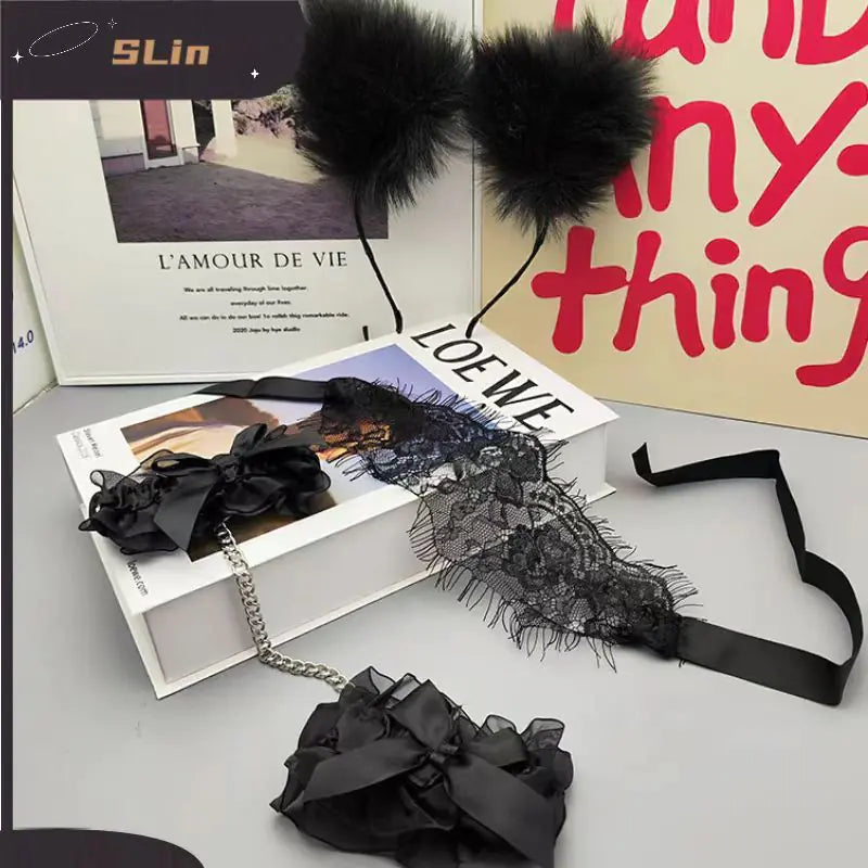Lingerie Set with Lace Handcuffs and Accessories