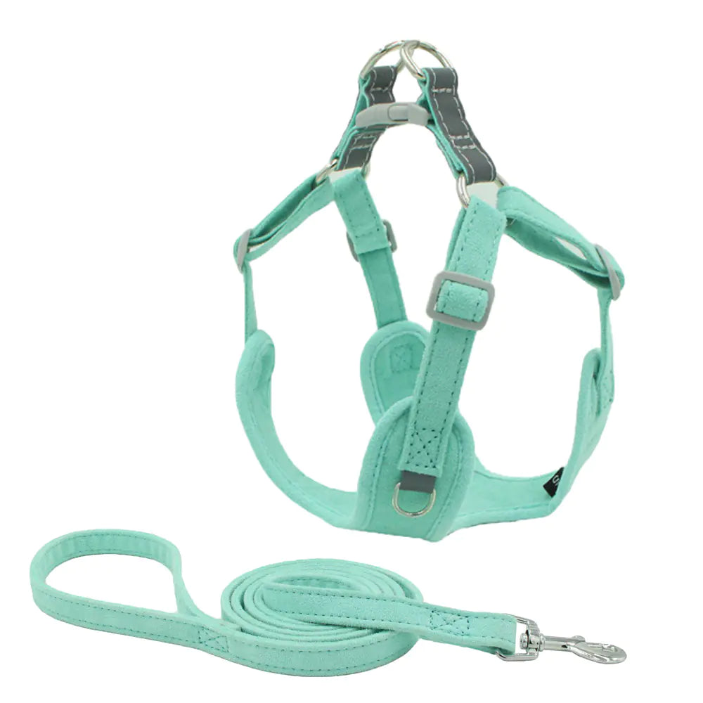 Suede Dog Vest Harness with Leash for Pets