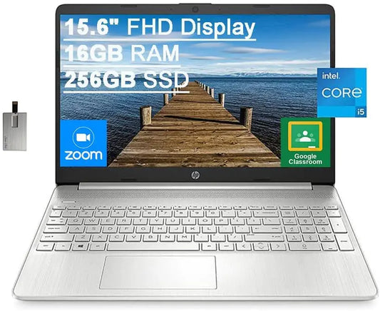 HP 15.6" FHD Laptop Computer 11th Gen Intel Core i5-1135G7(Beats Intel i7-1065G7) 16GB RAM 256GB PCIe SSD Intel Iris X Graphics HD Webcam HDMI Win10 Silver (Renewed)