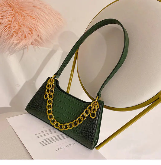 Crocodile Pattern Crossbody Chain Tote Bag for Women