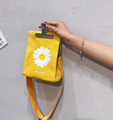 Daisy Embroidery Solid Color Canvas Women's Messenger Bag