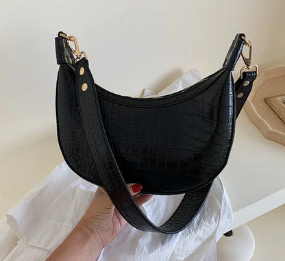 Crocodile Pattern Fairy Dumpling Bag, Shoulder Crossbody