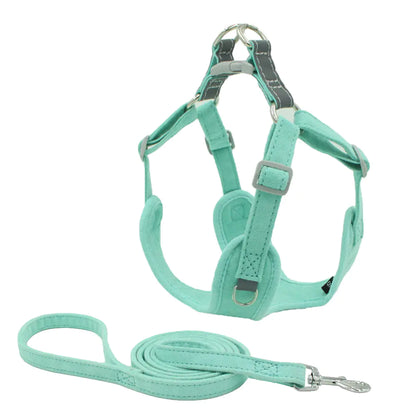 Suede Dog Vest Harness with Leash for Pets