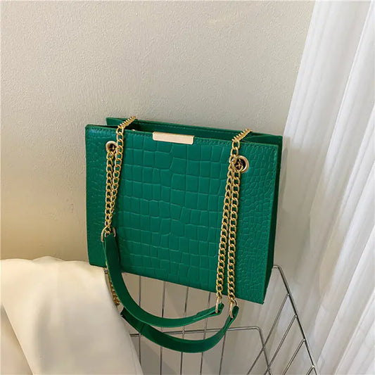Luxury Crocodile Pattern Square Crossbody Bag