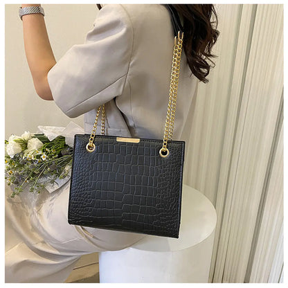 Luxury Crocodile Pattern Square Crossbody Bag