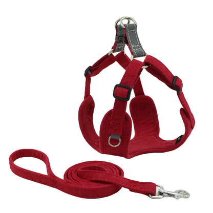 Suede Dog Vest Harness with Leash for Pets