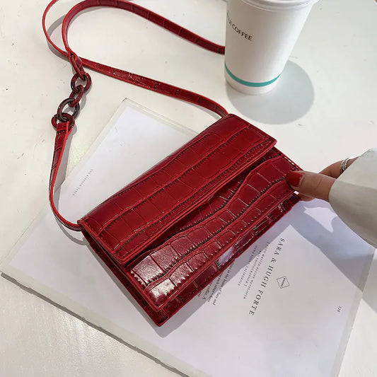 Crocodile Pattern Shoulder Crossbody Bag