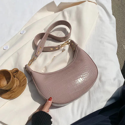 Crocodile Pattern Fairy Dumpling Bag, Shoulder Crossbody