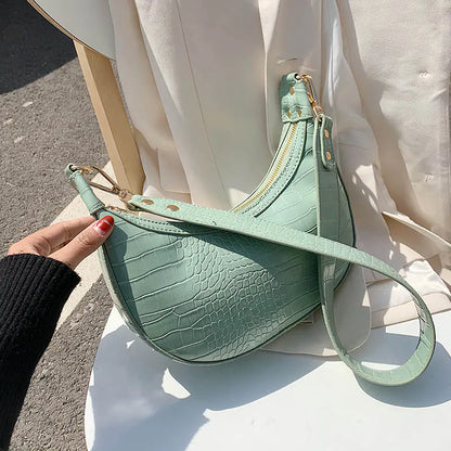 Crocodile Pattern Fairy Dumpling Bag, Shoulder Crossbody