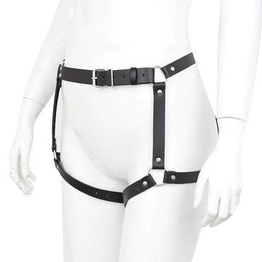 Leather Handcuffs and Panties Set with Bow for Adults