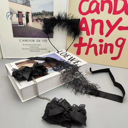 Lingerie Set with Lace Handcuffs and Accessories