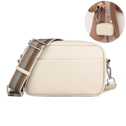 Solid Color Women's Messenger Bag with Wide Strap
