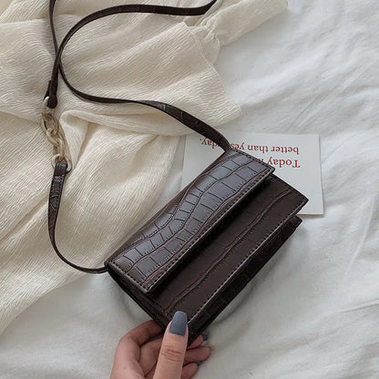 Crocodile Pattern Shoulder Crossbody Bag