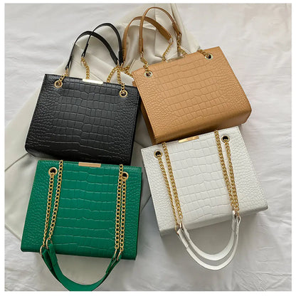 Luxury Crocodile Pattern Square Crossbody Bag